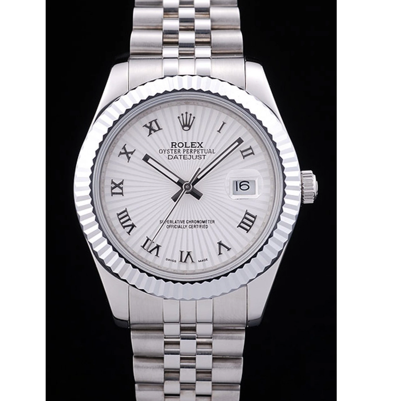 Good copy rolex watches Datejust 7478 Bezel White Rolex Ribbed Radial Dial 0707